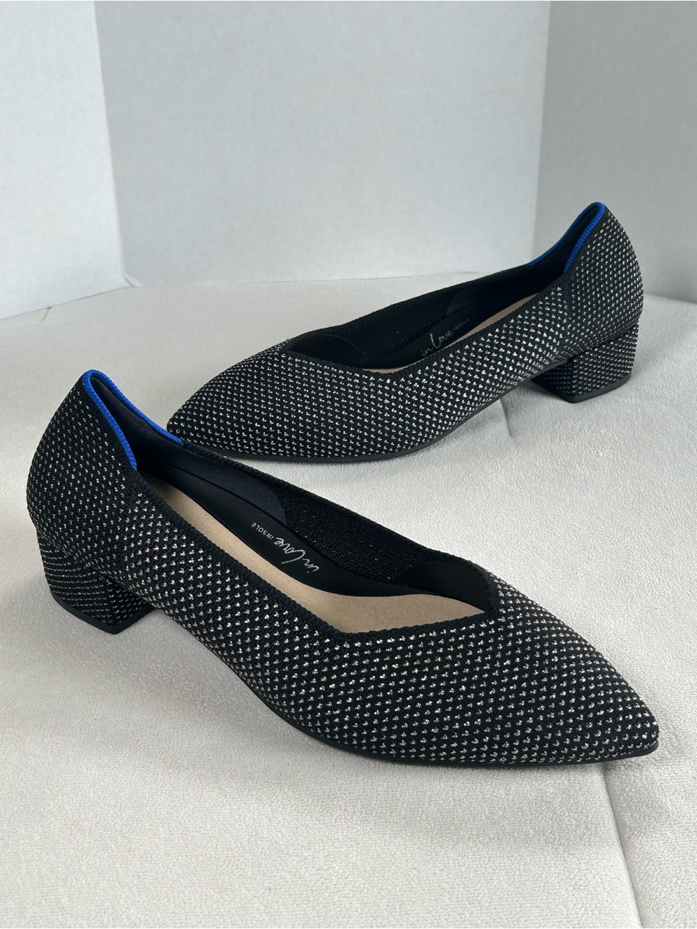 Rothy’s The High Point Heels In Star Studded Black  Women’s Size 10.5 W